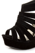 Yoki Alyson Black Velvety Platform Cage Wedges