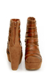 Yoki Campbell Rust Tan Strappy Wedge Ankle Booties