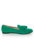 Yoki Frida Teal Tassel Smoking Slipper Flats