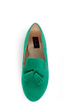 Yoki Frida Teal Tassel Smoking Slipper Flats