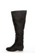 Yoki Giada Black Studded Over-the-Knee Boots