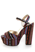 Yoki Kelly 12 Black Guatemala Striped Platform Heels