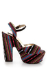 Yoki Kelly 12 Black Guatemala Striped Platform Heels