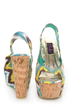 Yoki Larly 12 Blue Ikat Print Slingback Platform Wedges