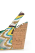 Yoki Larly 12 Blue Ikat Print Slingback Platform Wedges