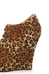Yoki Miriam Leopard Cutout Peep Toe Shootie Wedges