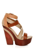 Yoki Mogan Beige Color Block Strappy Cutout Platforms