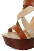 Yoki Mogan Beige Color Block Strappy Cutout Platforms