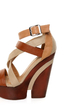 Yoki Mogan Beige Color Block Strappy Cutout Platforms