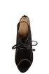 Yoki Stellar Black Top-Stitched Lace-Up Peep Toe Wedges