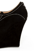 Yoki Stellar Black Top-Stitched Lace-Up Peep Toe Wedges