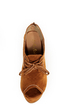 Yoki Stellar Rust Tan Top-Stitched Lace-Up Peep Toe Wedges