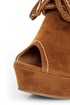 Yoki Stellar Rust Tan Top-Stitched Lace-Up Peep Toe Wedges