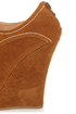 Yoki Stellar Rust Tan Top-Stitched Lace-Up Peep Toe Wedges
