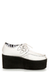 Y.R.U. Kreep White Lace-Up Creeper Platforms