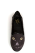Y.R.U. Lowf Black Cat Print Smoking Slipper Flats