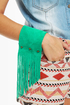 Amy Waltz Cuff Me Up Teal Fringe Leather Cuff