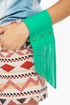 Amy Waltz Cuff Me Up Teal Fringe Leather Cuff