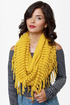 Rock Thready Mustard Fringe Infinity Scarf