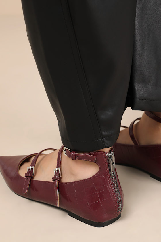 creative products Hattie Loafer Burgundy Croc Crocodile Print