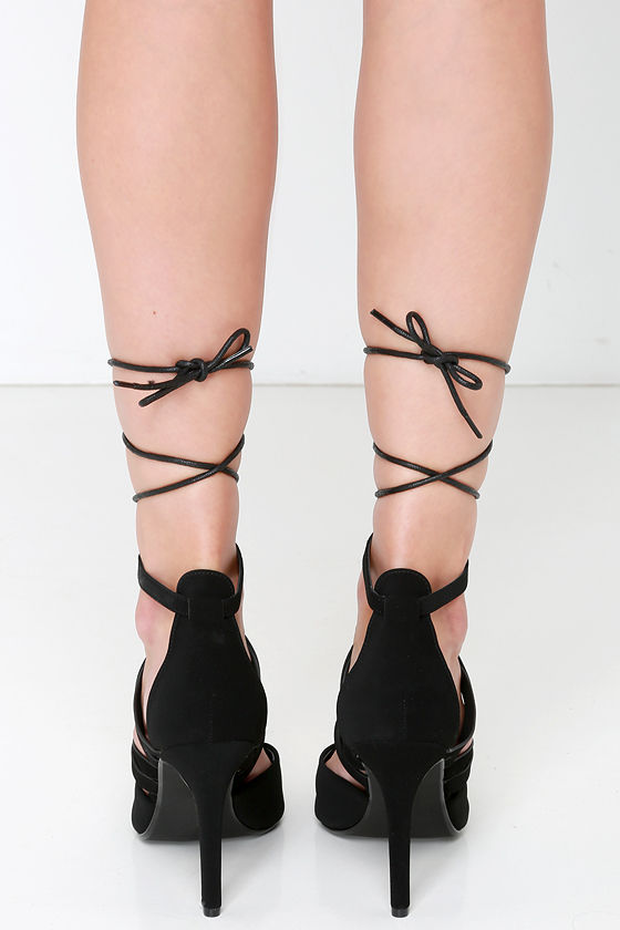 black lace up heels size 4