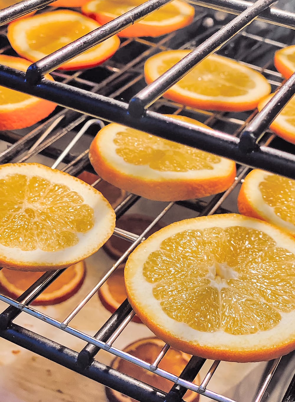 orange slices baking in oven