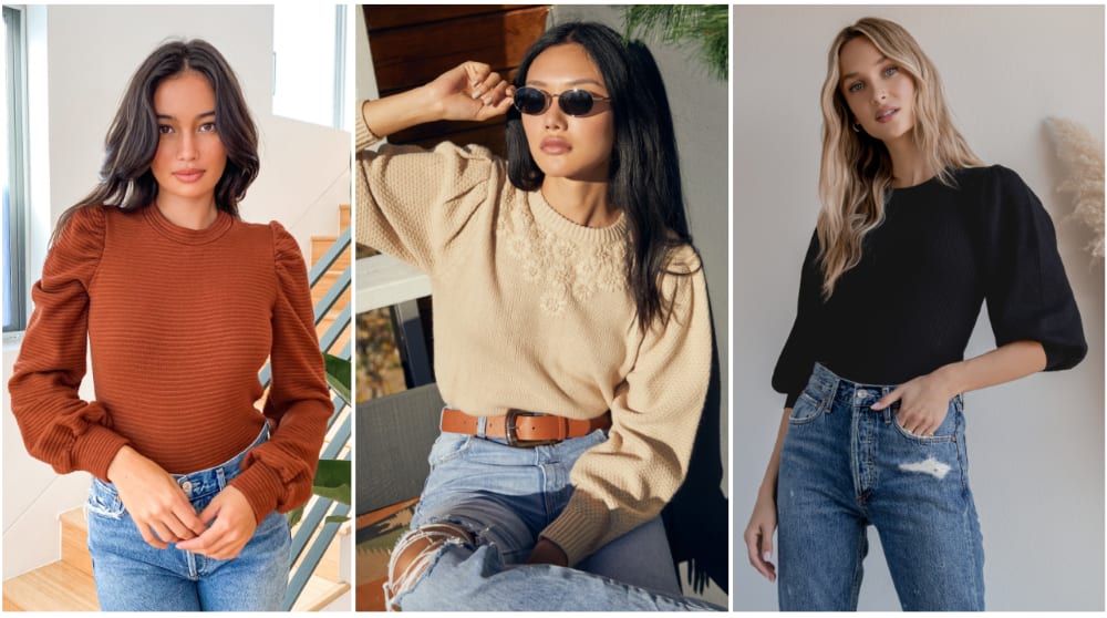 puff sleeve sweaters and balloon sleeve sweaters