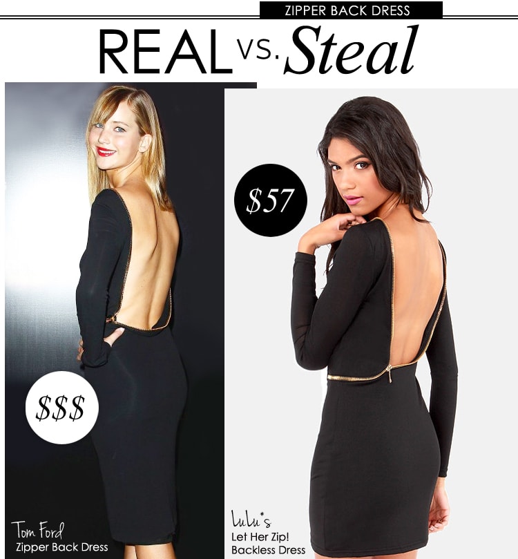 black dress gold zipper back