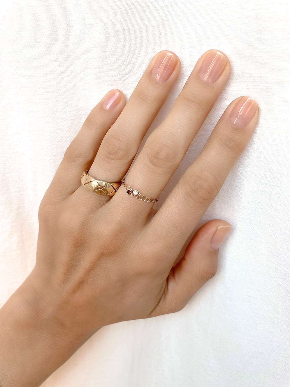 clean nails with sheer nude polish