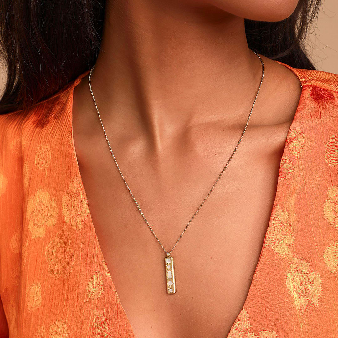 pearl mosaic gold pendant necklace