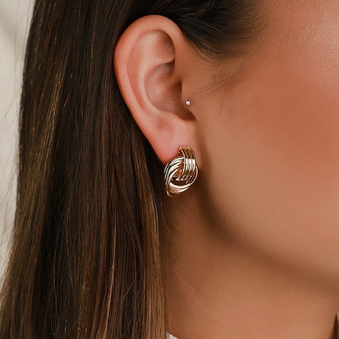 gold mini door knocker earrings