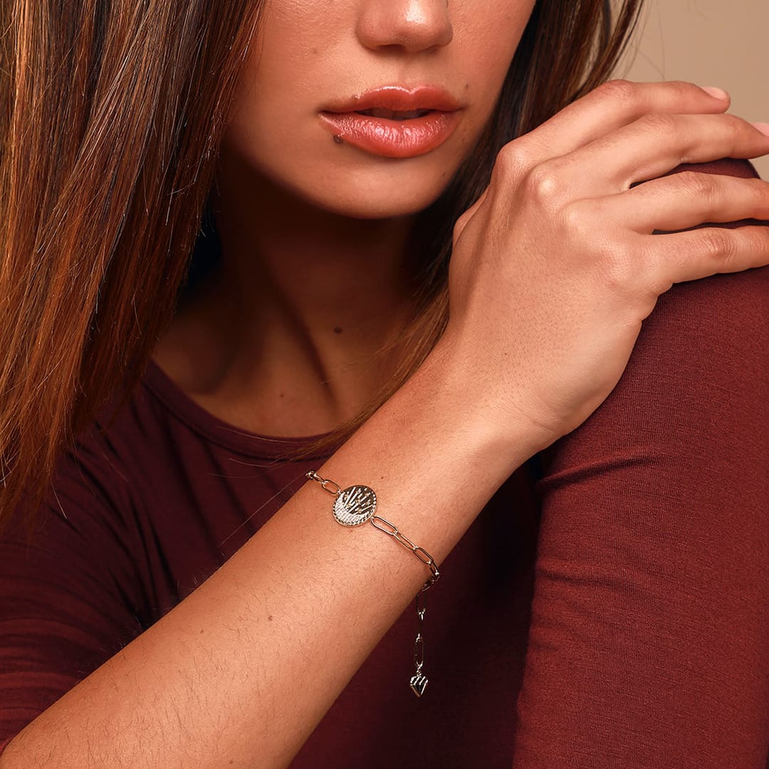 gold bracelet with rhinestones