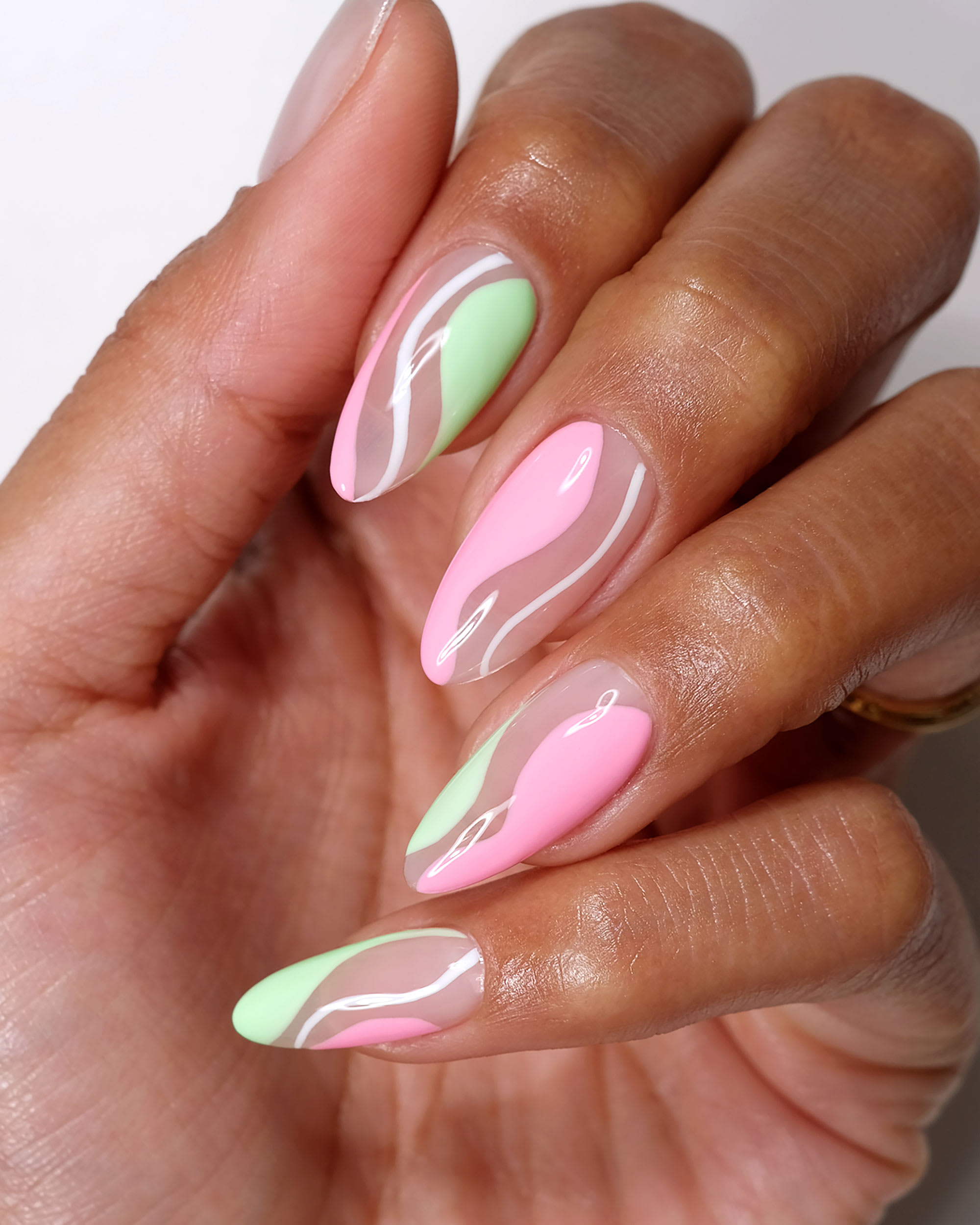 Almond shaped dip nails with neon accent! : r/Nails