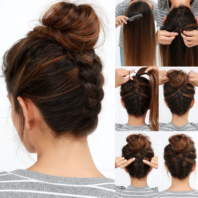 Lulus How To Reverse Braided Bun Hair Tutorial Lulus Com