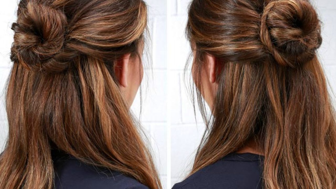 Image of Half-up bun with a twist hairstyle