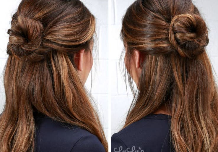 Lulus How-To: Half-Up Bun Hair Tutorial - Lulus.com Fashion Blog