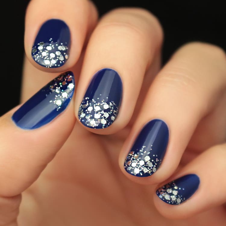 Blue and best sale silver nails