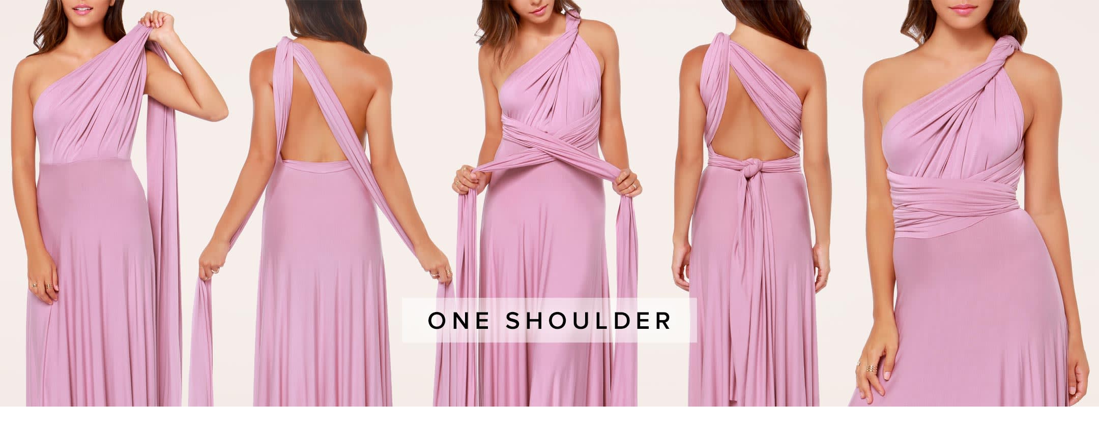 one shoulder side tie dress lavender