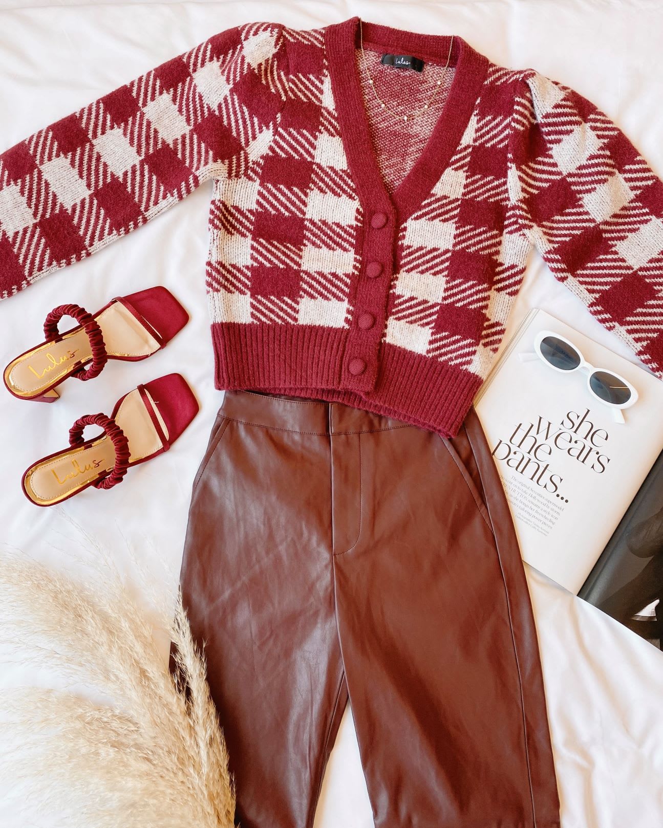 burgundy monochromatic outfit