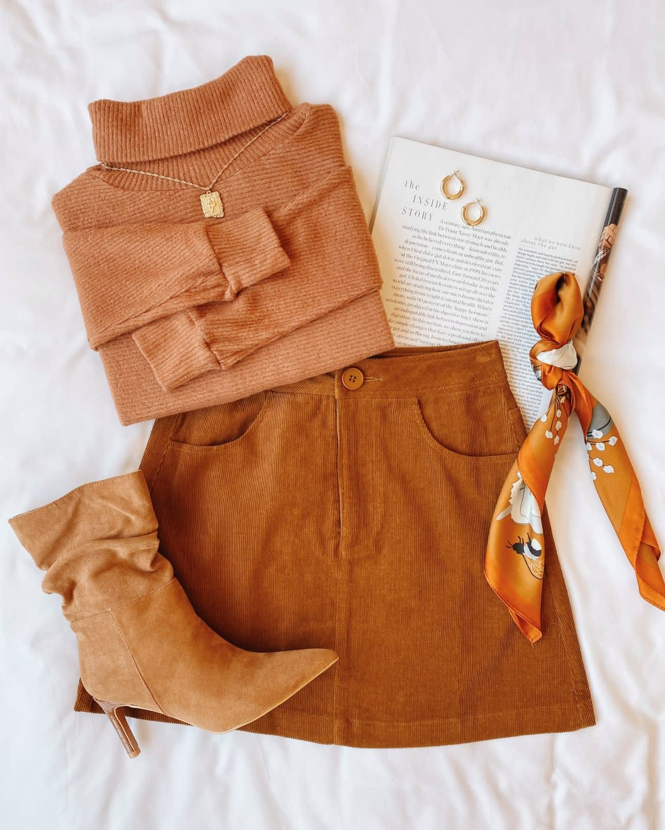 Orange Scarf with Brown Pumps Outfits (2 ideas & outfits)