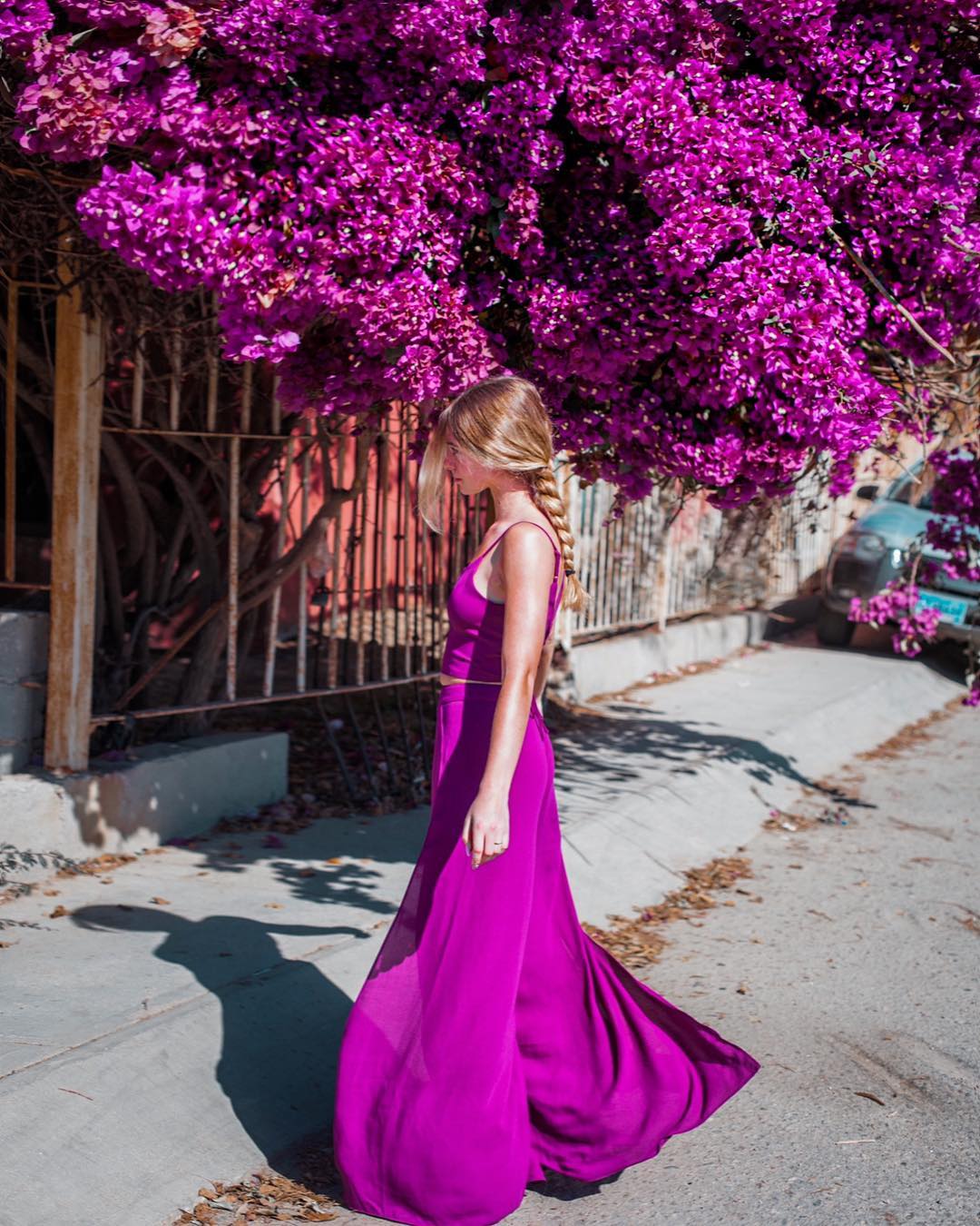summer two piece set in magenta