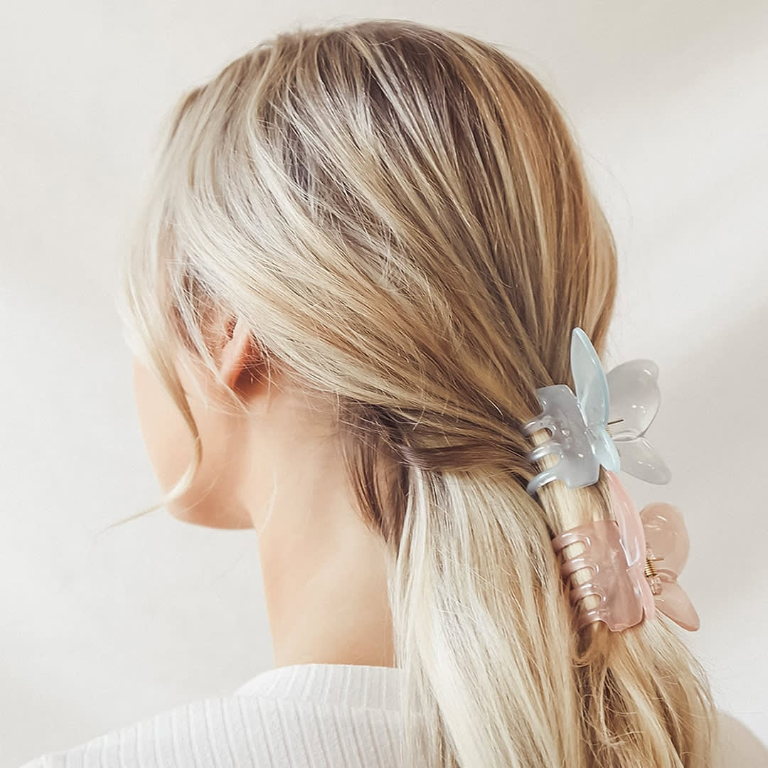 pink butterfly clip set