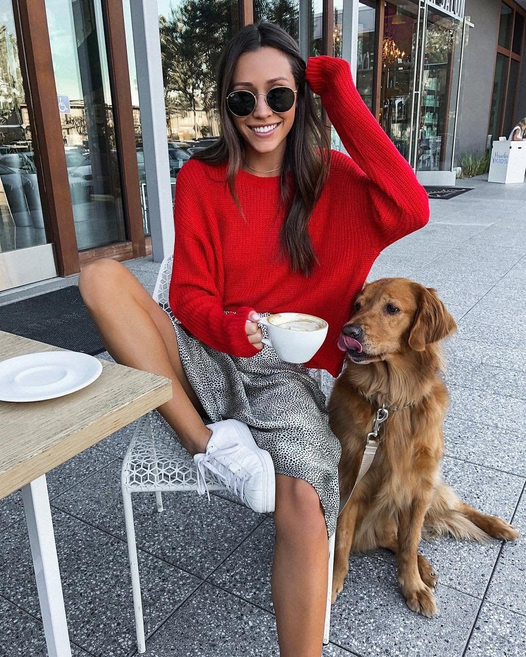 girl and dog