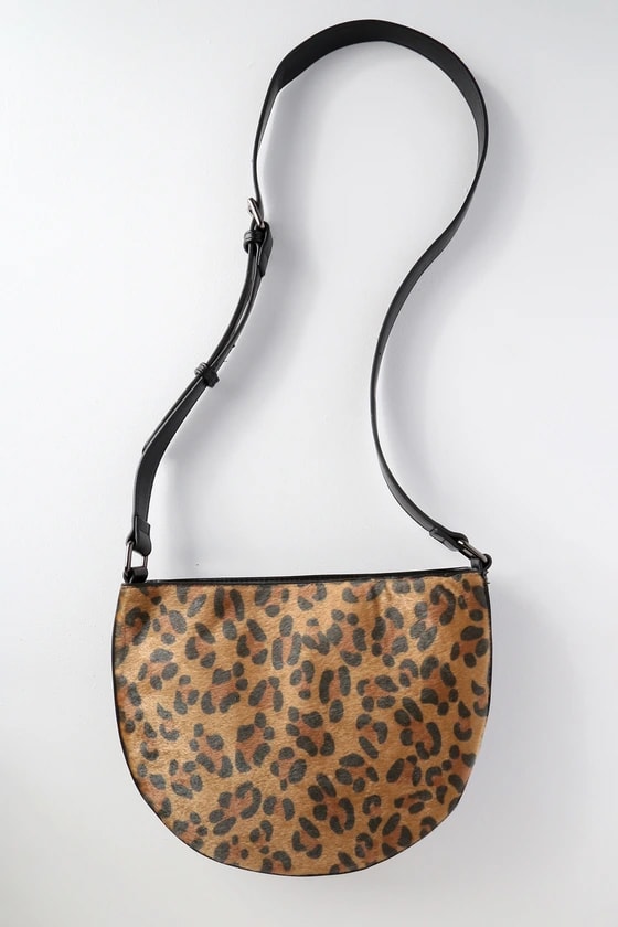 HAUTE STUFF BLACK LEOPARD FAUX FUR PURSE