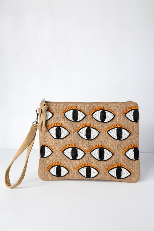 woven clutch with eyes from Lulus