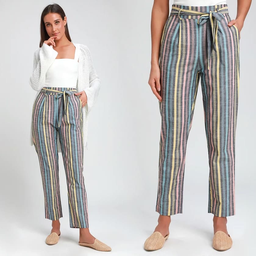 striped rainbow pants