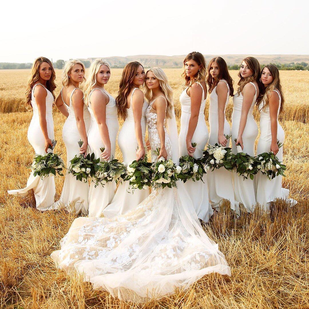 white bridesmaid dresses trend