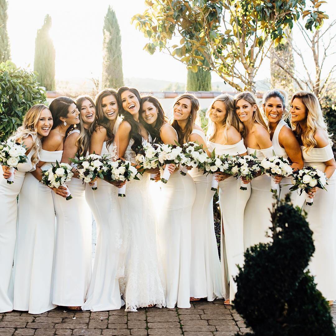 white bridesmaid dresses