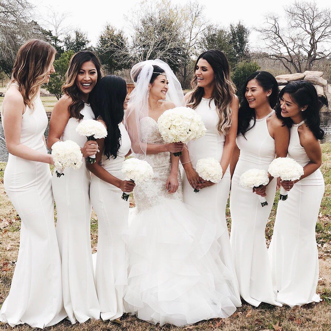 white bridesmaid dresses trend