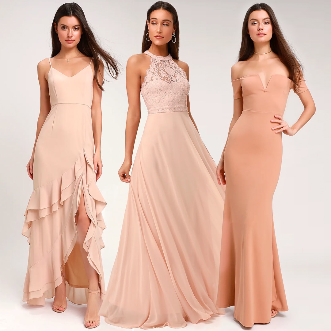 nude wedding bridesmaids